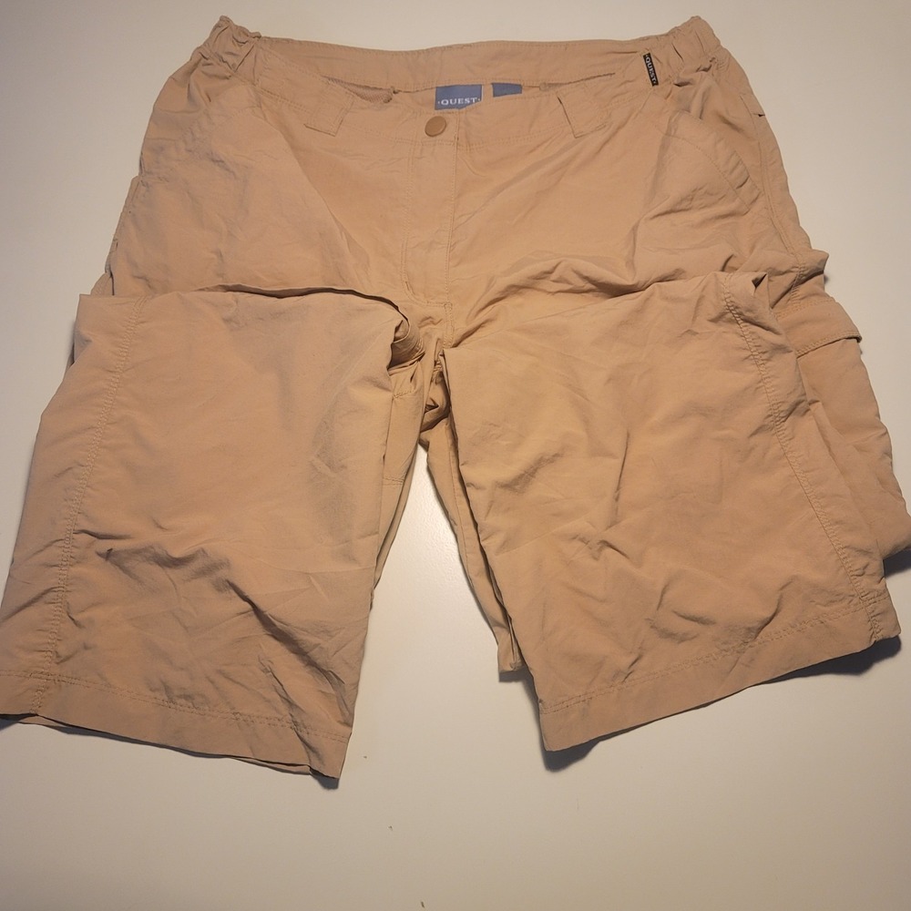 Quest Men Large Beige Convertible Cargo Pant Shorts Water Repellent 32 waist‎